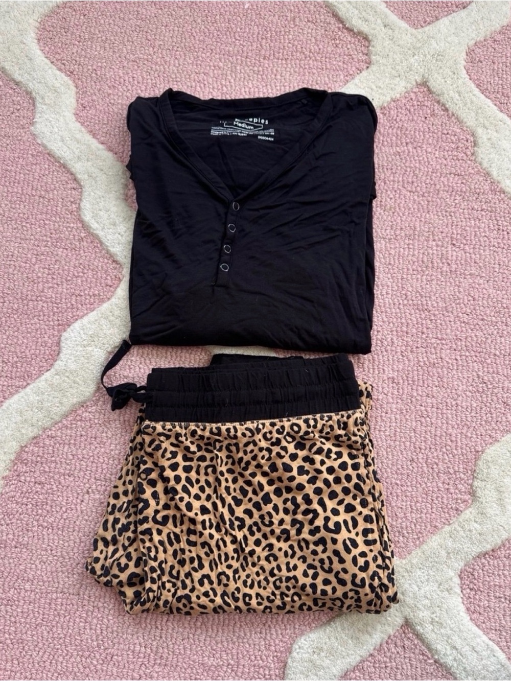 Little Sleepies Long Sleeve Black Top with Classic Leopard Pants